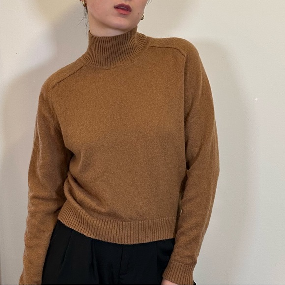 Brown Beige Babaton 100% Wool Turtleneck - Picture 2 of 7